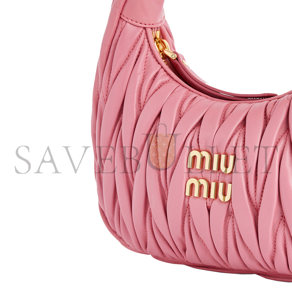 MIU MIU WANDER MATELASSÉ LEATHER TOP-HANDLE BAG 5BC125 (20*17*6cm)